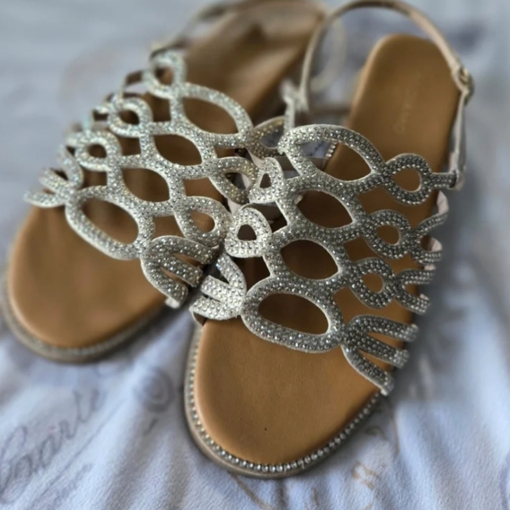 Andiamo gold slingback glitterry sandals Size 10W